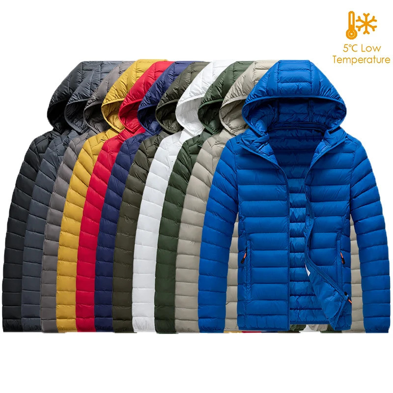 8XL Mens Autumn Warm Parkas Jacket Mens Hooded Casual Jacket Detachable Hat Set 241007