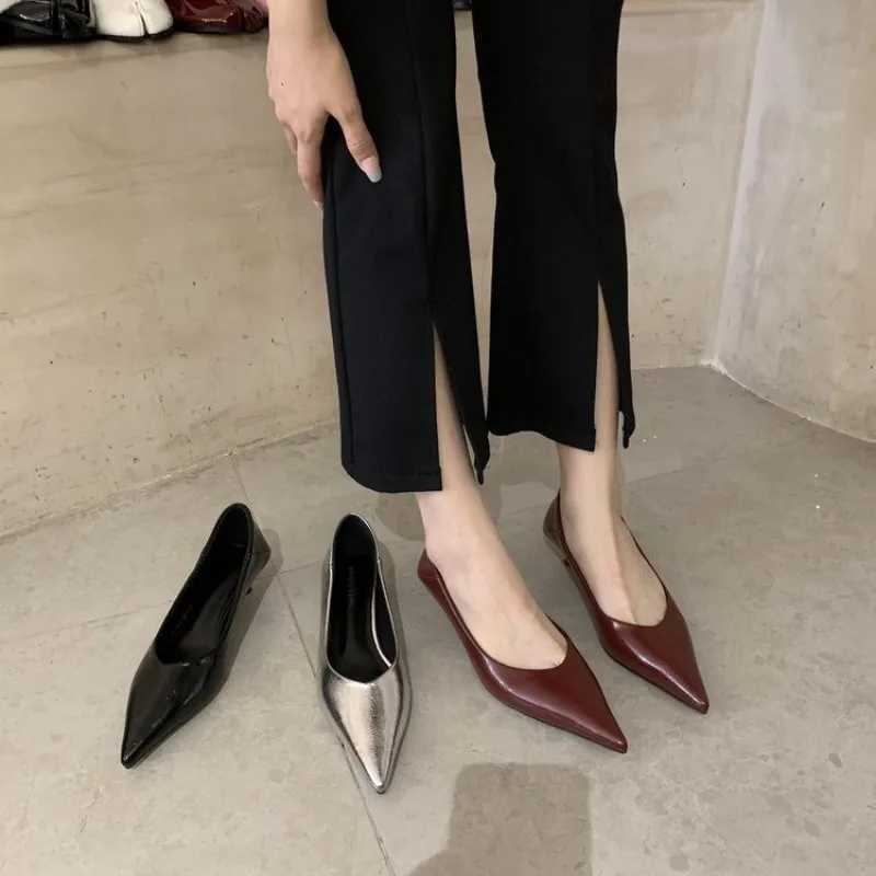 Flat Heel Shoes Women Pointed Toe Patent Leather Lemon Yellow Wine Red Lady Fashion Flats Candy Color Flat Sole Large SizeLX241014