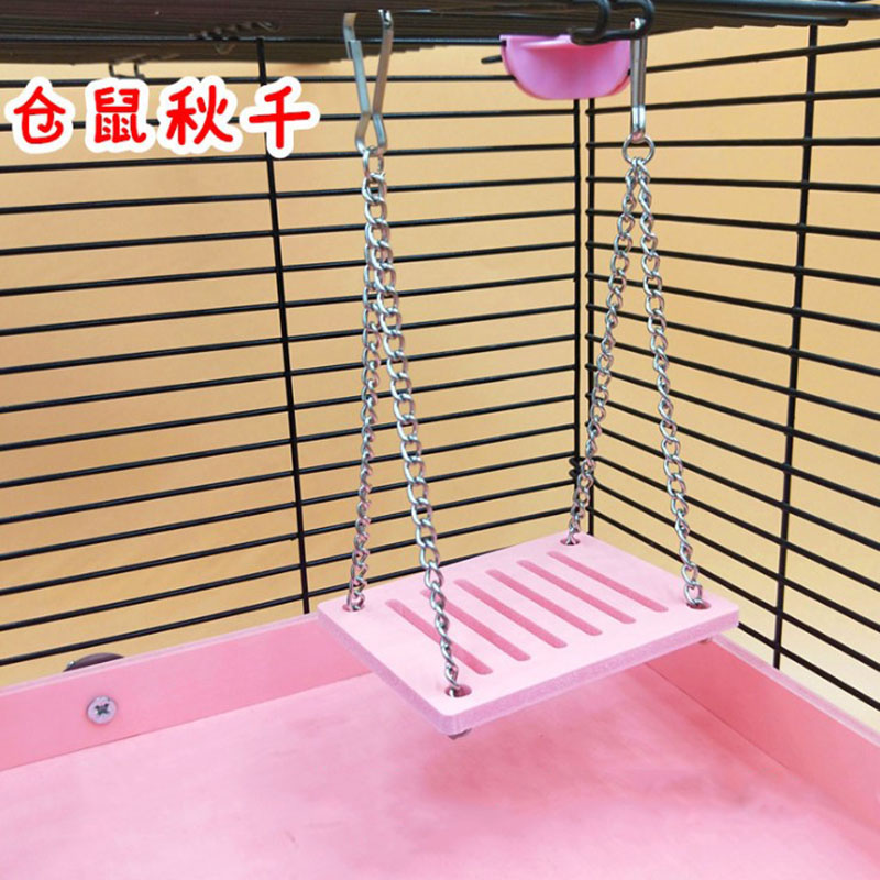 1Pcs Swing Toy Pet Hamster Toys Hanging Gadget Wooden Cage Accessories Supplies Amuse Mouse Natural Wood Toy for Small Pets