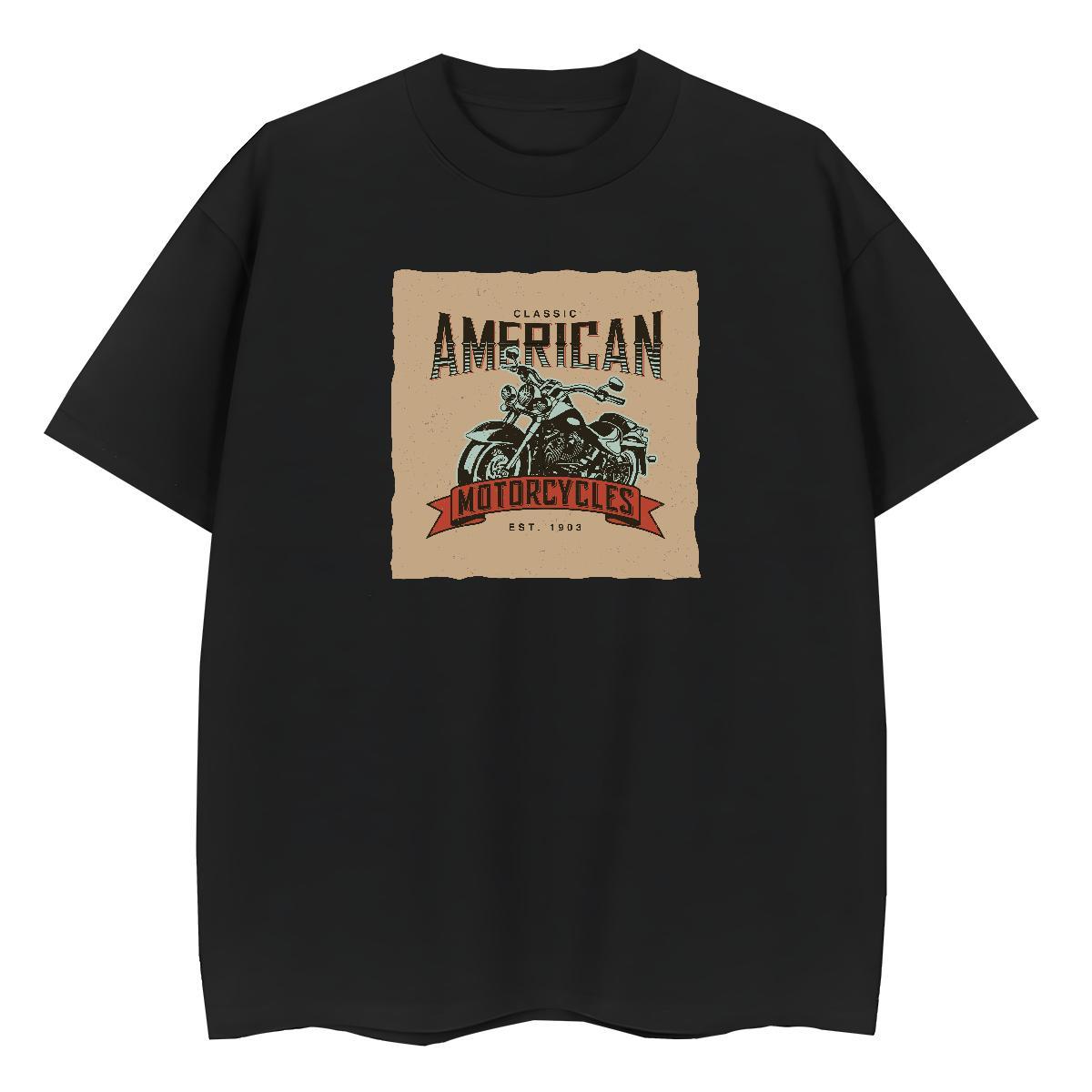 TOP Quality T shirt 100% Cotton 230g Comfortable Daily Wear Motorcycle Couples T Shirts High quality Cartoon Floral Printing Polos