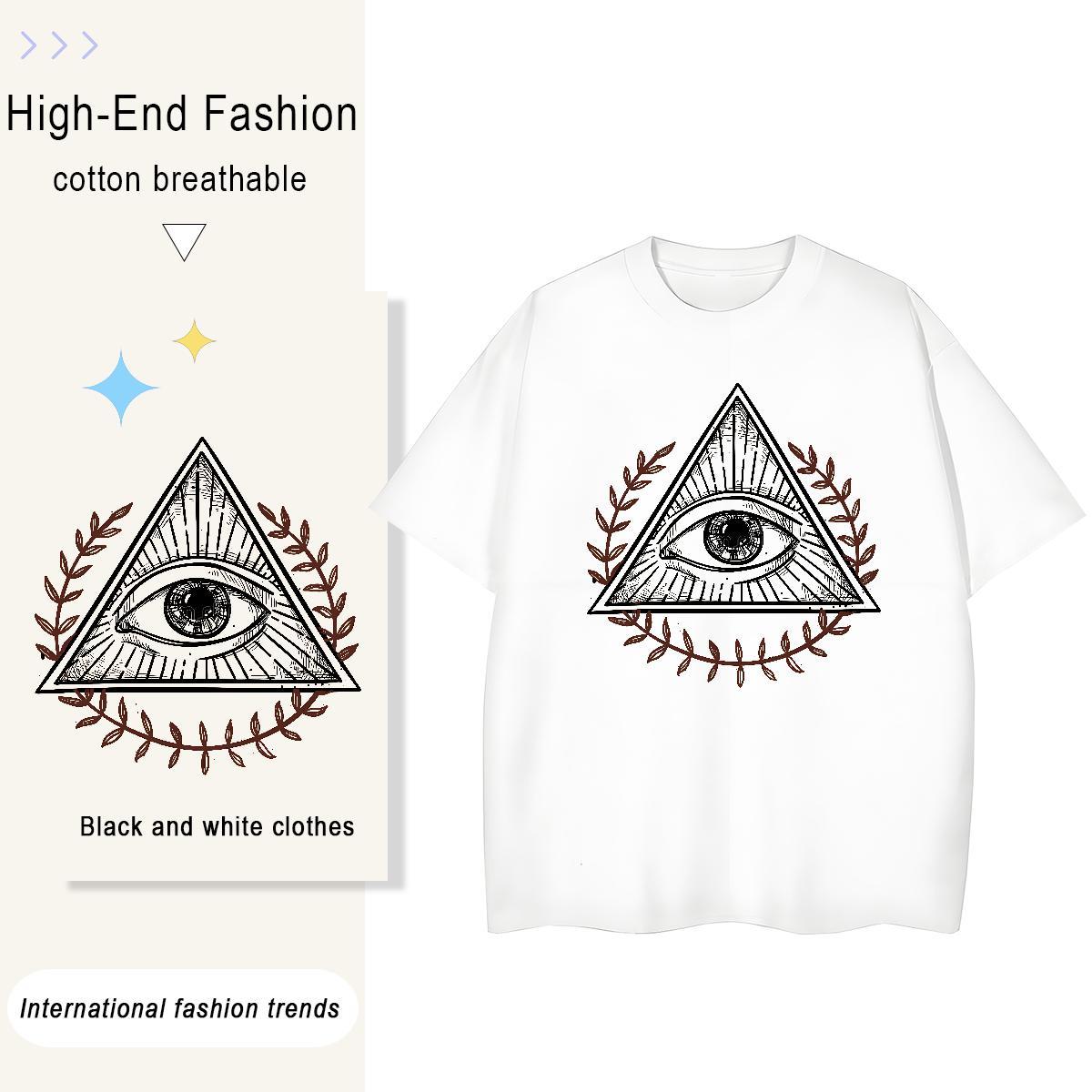 TOP Quality T Shirts Women 100% Cotton 230g Breathable Crew Neck Sport eye of the devil Unisex Tshirts High quality DIY Printed Top Tees