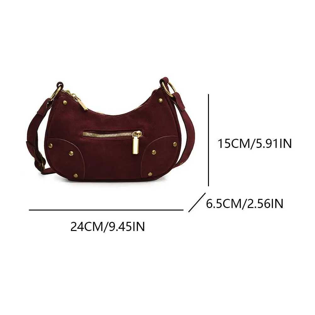 Ladies Frosted Dumpling Crossbody Bag Y2k Studded Satchel Adjustable Strap Vintage Shoulder Girls Outdoor Daily 241014
