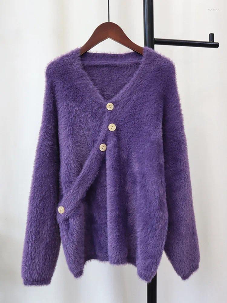 Womens Knits Cardigan Women Solid Imitation Button Fashion Design Autumn Winter Cloth Simple Elegant Knitted Sweater