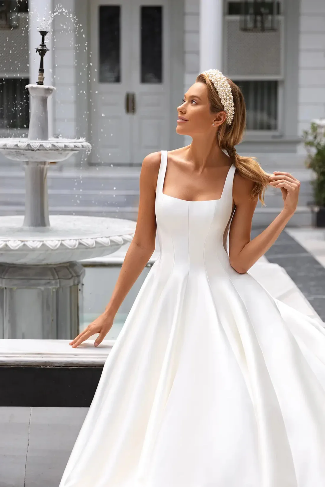 Simple Square Neck Satin Mermaid Wedding Dress Sleeveless Bridal Gowns Princess Weddings Party Gowns