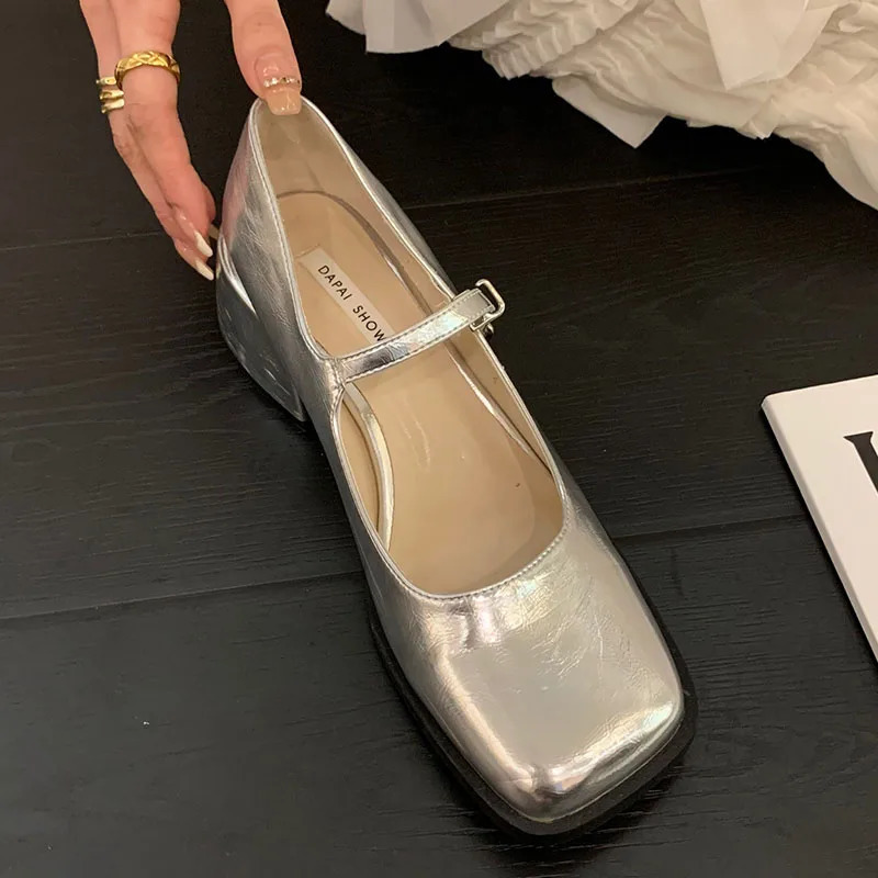 SliveSpring Women Flat Fashion Gold Round Toe Sahllow Ladies Elegant Mary Jane Shoes Soft Dress Ballerinas 241014