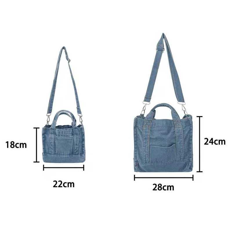 Ins womens denim bag fashion trend womens casual cross body bag large capacity street Japanese girl Jean handbag new M241014