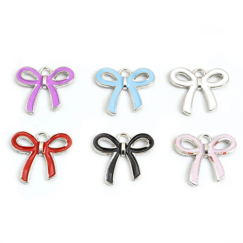 Ins Style Colourful Bowknot Enamel Charms 20pcs Girls Sweet Ornament Pendants For DIY Necklace Bracelet Earrings Gifts Women 241010