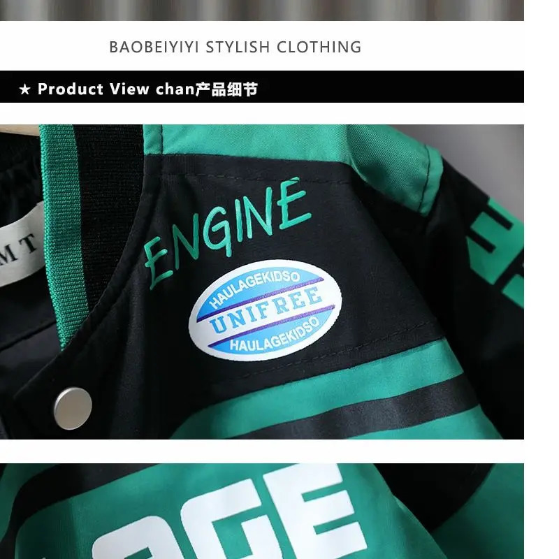 Kids Boys Racing Jackets Spring Autumn Baby Motorcycle Suit Fashionable Jacket for Childrens Casual Baseball Outwear Coat 241011