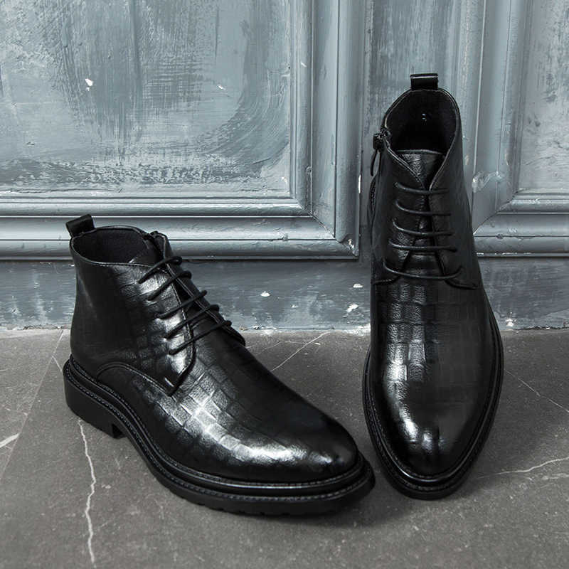 Martin Boot British Trendy Ankle Boots New Pointed Casual Leather Boots Business Mens Boots Short Boots Model Fashion Boots 240927