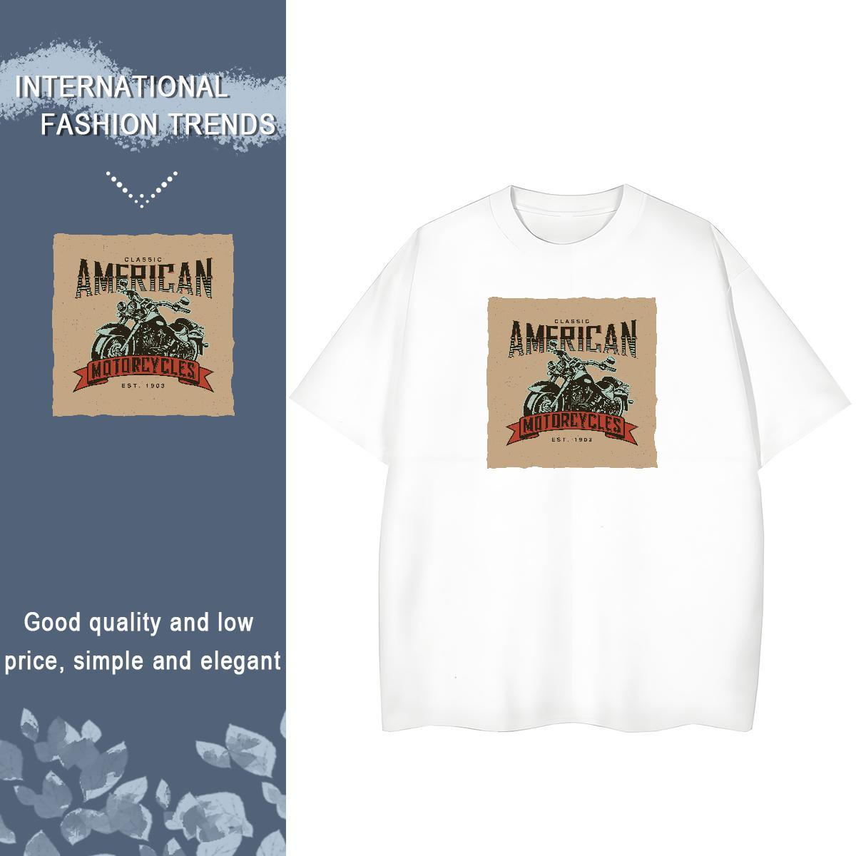 TOP Quality T shirt 100% Cotton 230g Comfortable Daily Wear Motorcycle Couples T Shirts High quality Cartoon Floral Printing Polos