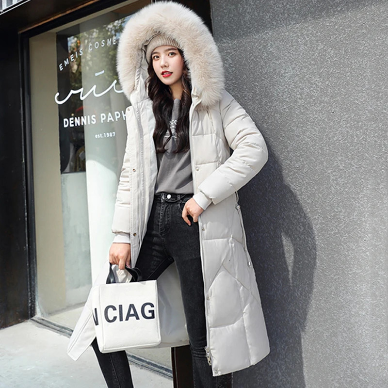 Korean Down Cotton CoatWomen Long Winter Puffer Parkas Thicken Warm Hooded Cotton-Padded Jacket Coat Zipper Overcoat 241010