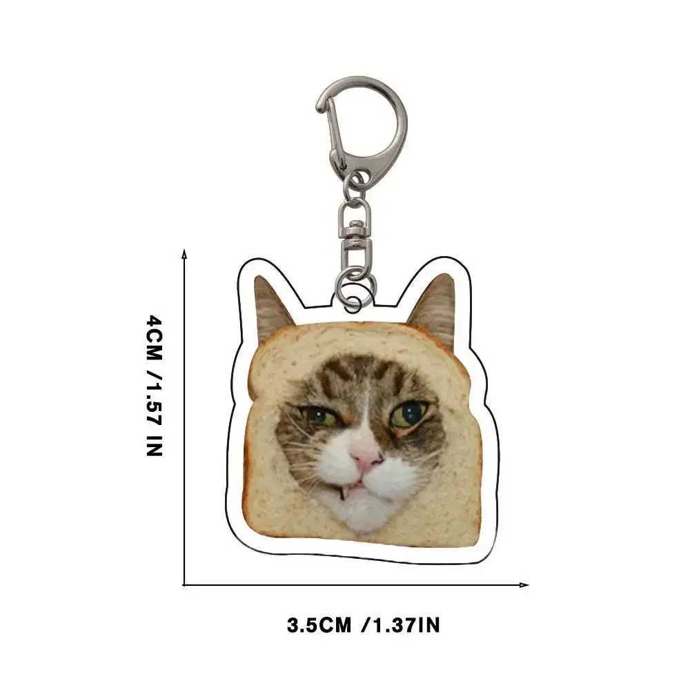 New Acrylic Happy and Fun Cat Keychain Toast Cat Pendant Keyring Bag Pendant Keyring Female Car Keychain Jewelry Student Gift Y241014