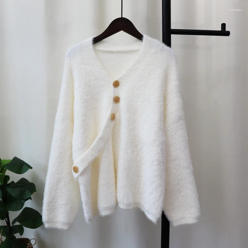 Womens Knits Cardigan Women Solid Imitation Button Fashion Design Autumn Winter Cloth Simple Elegant Knitted Sweater