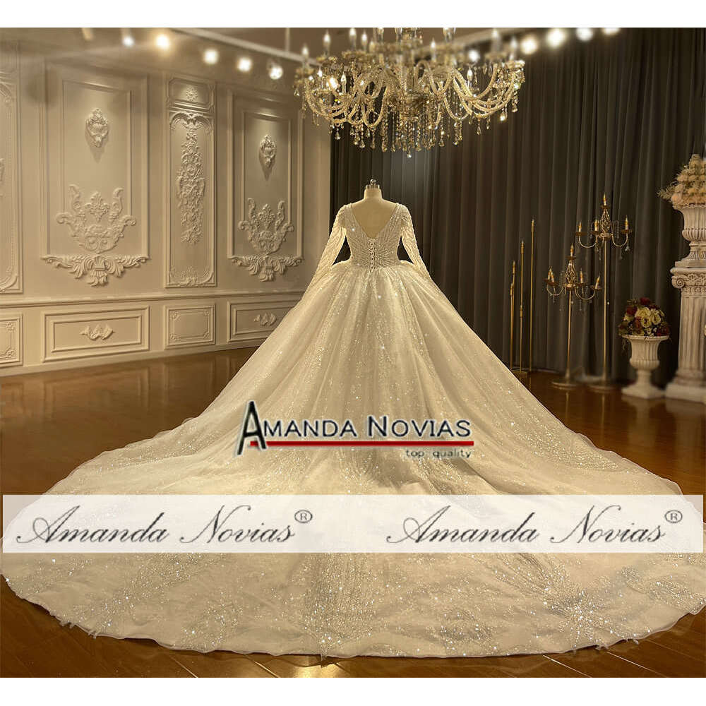 Silhouette Long Sleeves V-necke Wedding Dress