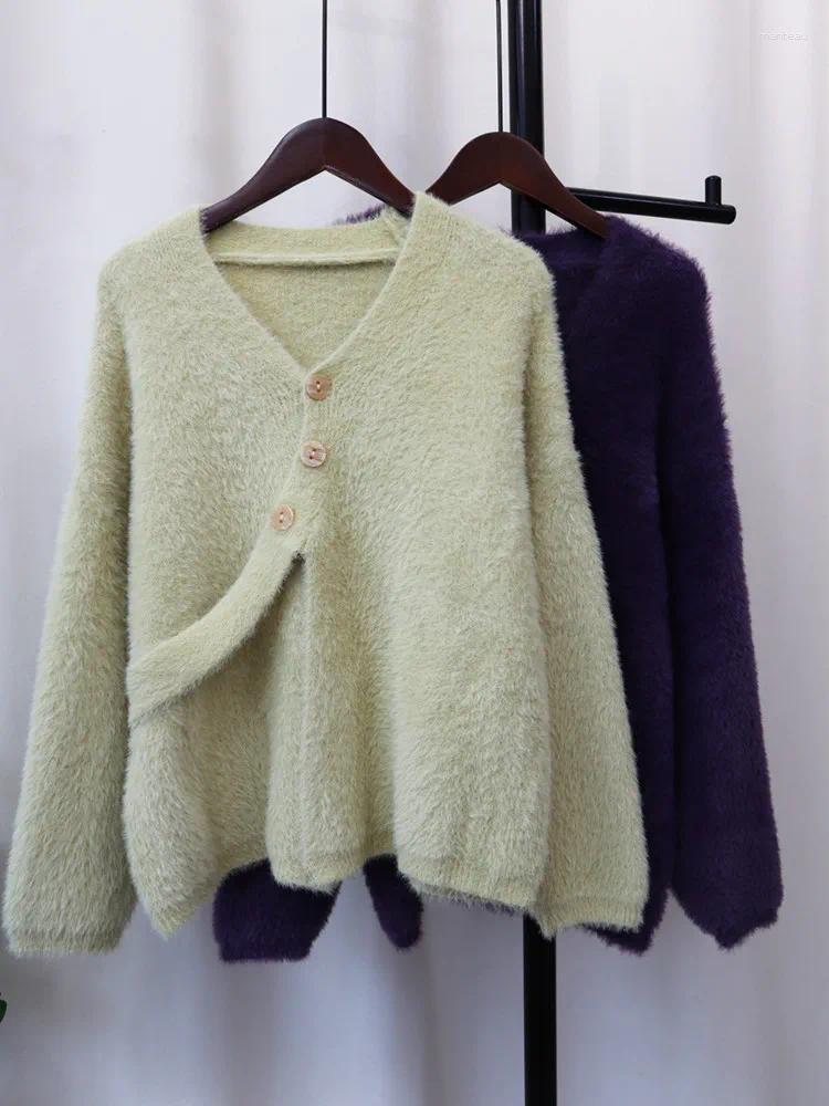 Womens Knits Cardigan Women Solid Imitation Button Fashion Design Autumn Winter Cloth Simple Elegant Knitted Sweater