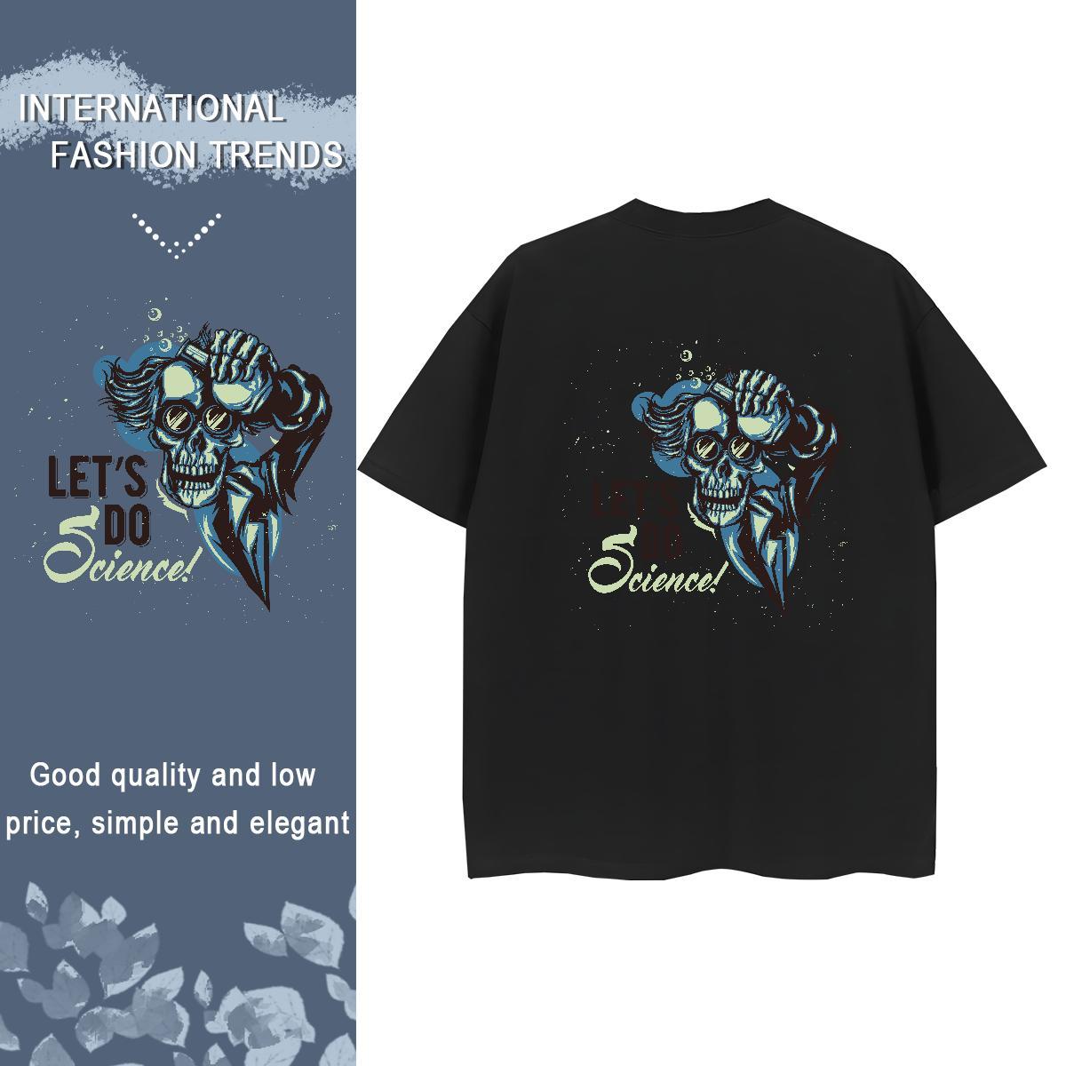 Stylist T-Shirts 230g 100% Cotton O Neck Short Sleeves Hip Hop skull Unisex Tshirts Brand Anime Wear