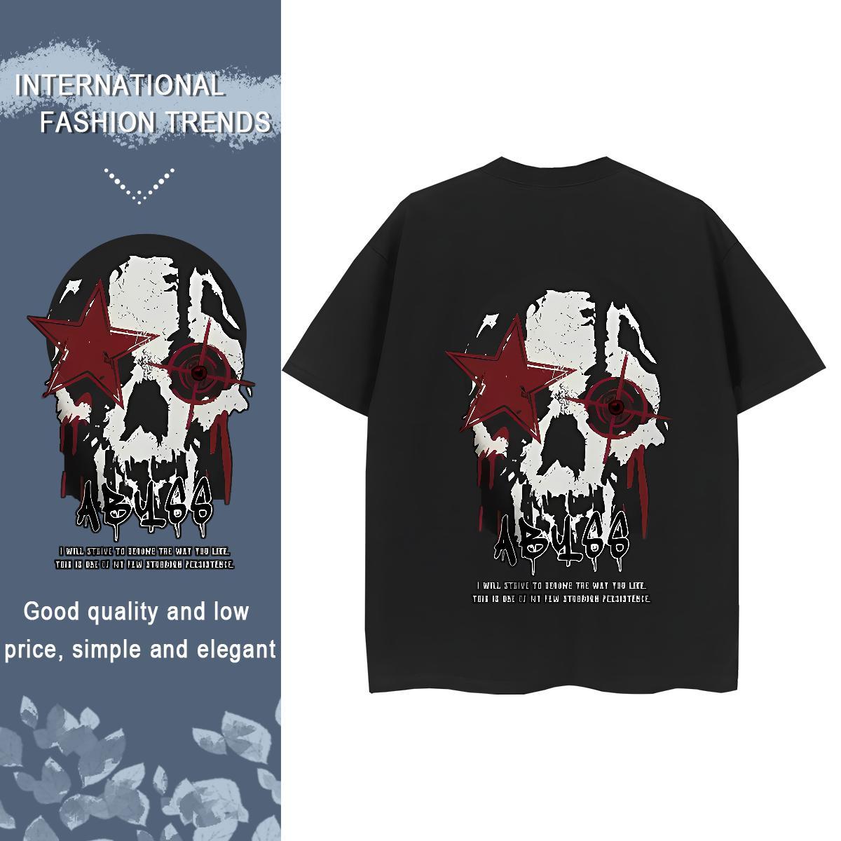 Fashion Casual T Shirts Women 100% Cotton 230g Breathable Hip Hop skull Couples T Shirts Designer Nice Custom Printed Top Tees