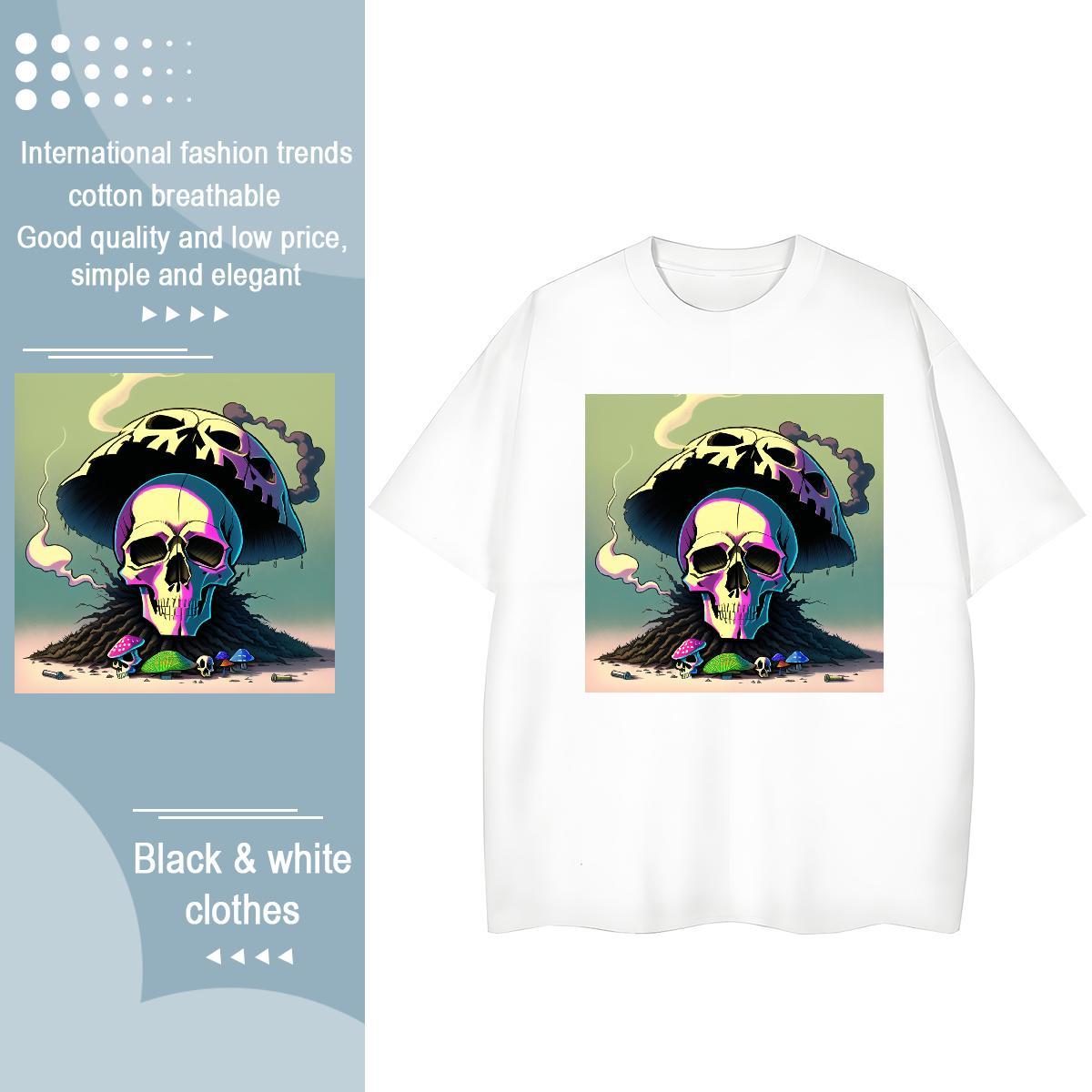Classic T-Shirts for Women 230g 100% Cotton O Neck Short Sleeves Casual skull Womens Tshirts Wholesale Anime Clothes Shirt