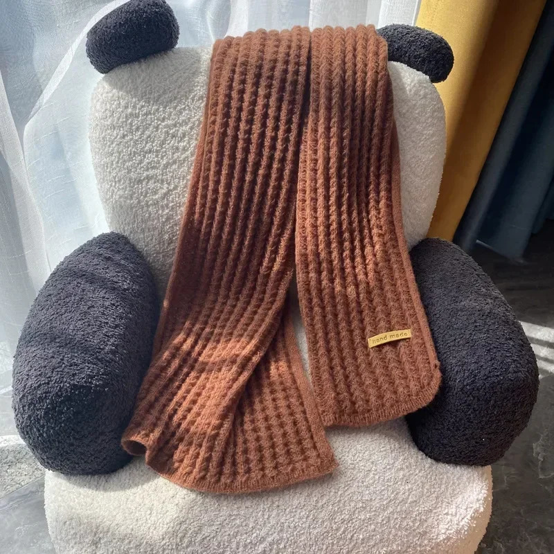 Christmas Women Winter Scarf Korean Woolen Scarf Lovers Men And Women Thicken Warm Students Solid Color Knitted Scarves 241009