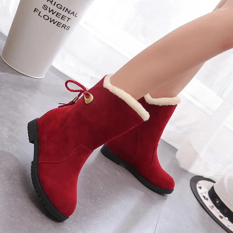 Boots Ankle For Women Snow Female Round Toe Winter Suede Mid-Calf Botas Feminina Sdc45