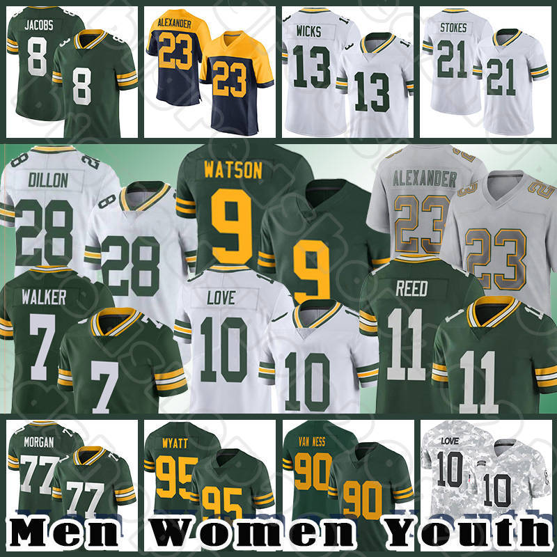11 Jayden Reed Football Jerseys 10 Love 29 Xavier McKinney AJ Dillon Watson Tucker Kraft Bart Starr Rashan Gary Dontayvion Wicks Quay Walker Romeo Doubs Kenny Clark