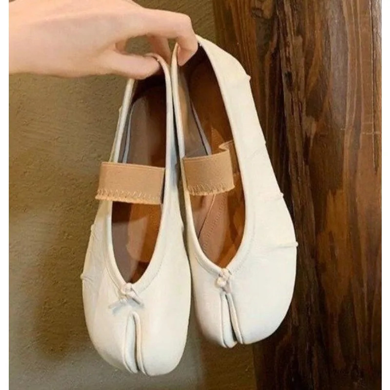 Retro Round Split Toe Flat Shoes Women Casual Loafer Moccasin Fashion Tabi Ninja Mary Jane Soft Sole Female Ballerina Muj 2978