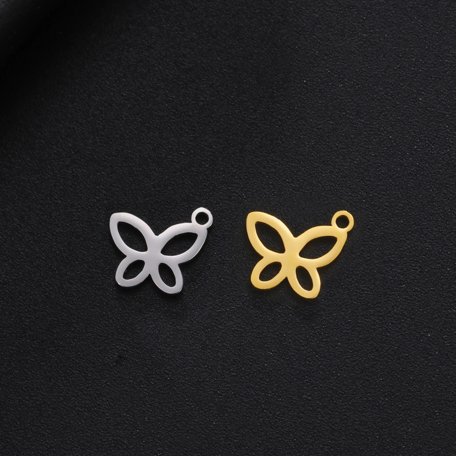 5PCS Butterfly Pendant Charm Earrings Necklace Stainless Steel Womens Accessories DIY Handmade Jewelry Gift Wholesale 241010