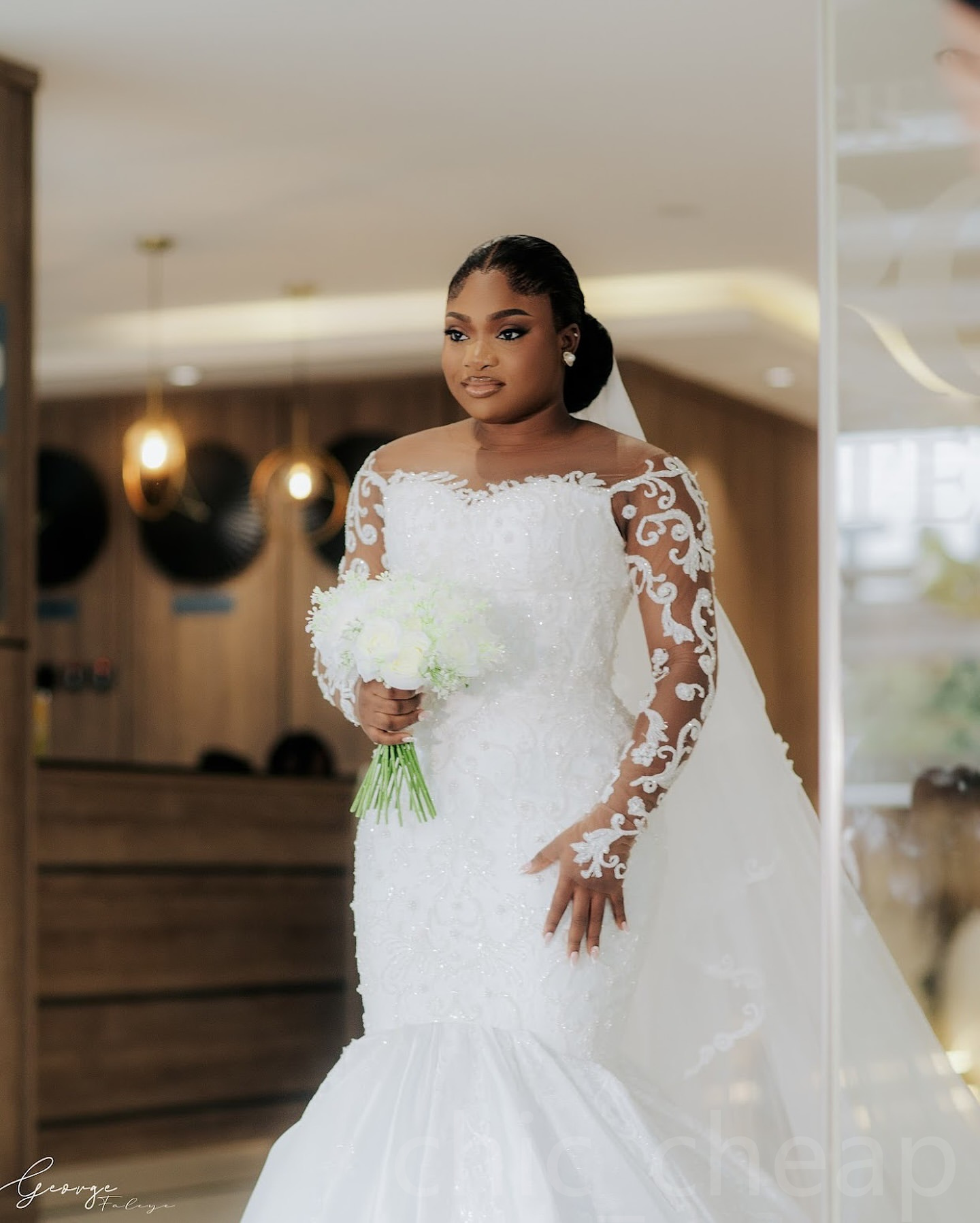 2024 Arabic Aso Ebi Plus Size Ivory Mermaid Wedding Dresses Lace Beaded Full Sleeves Satin Vintage Elegant Bridal Gowns Dress ZJ307