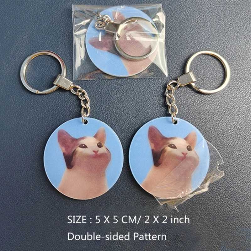 Dynamic vibrating mouth cat acrylic keychain cute cartoon animal keychain bag pendant personalized holographic keychain fashion Y241014