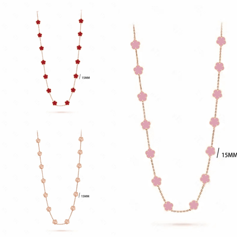 20 flowers clover designer necklace for woman jewlery designer colourful necklace 20 flowers leaves 925 sterling silver jewelry agate shell long chain elegant gift