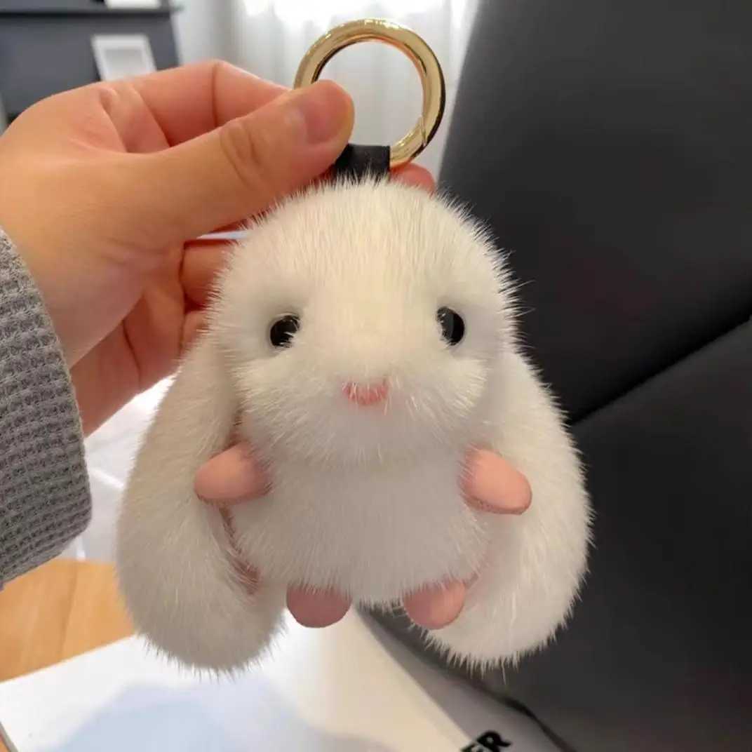 Cute fluffy rabbit keychain imitation mint hair plush fluffy rabbit bag pendant couple car keyring jewelry pendant gift Y241014