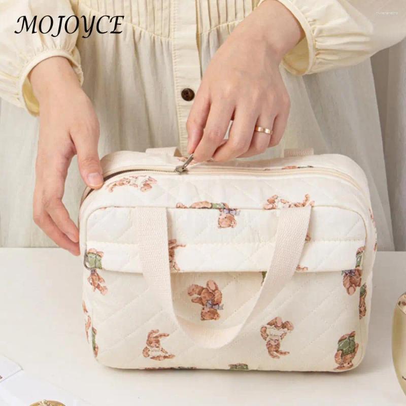 ral Cosmetic Bags - Quilted Cotton Makeup Bag Travel, Zippered Toiletry Organizer for Women