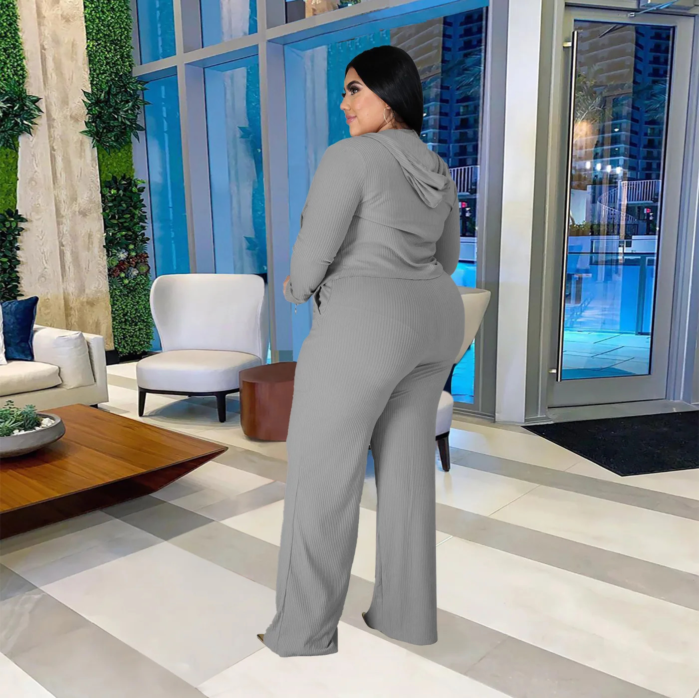 HAOOHU Womens Clothing Set Plus Size 3-Piece Set Urban Sports Shirt Tube Top Wide Leg Pants Strap Sports Leisure Set 240930