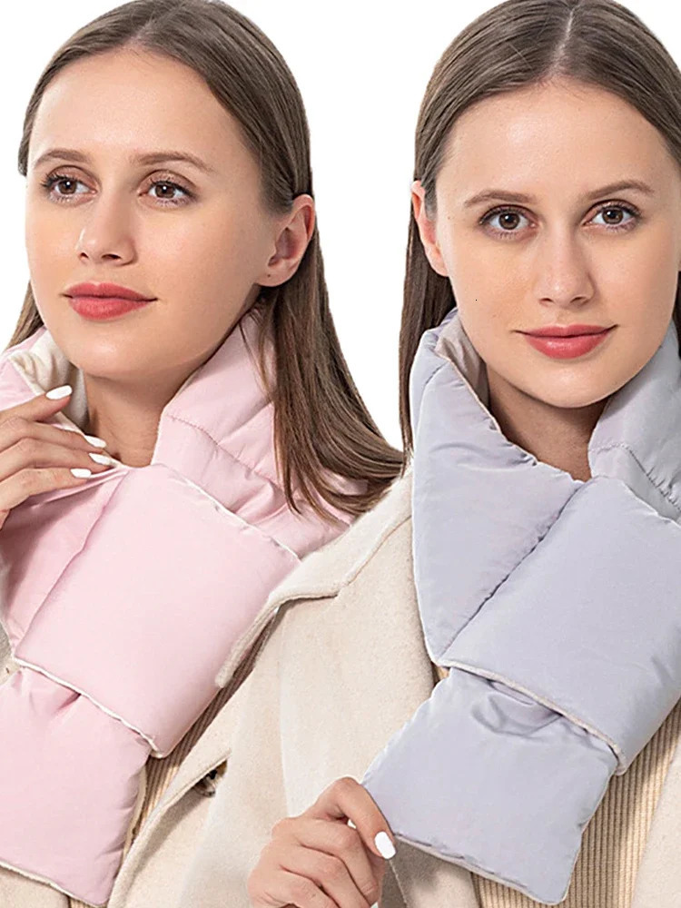 Winter Scarf for Women Feather Velvet Scarf Warm Down-Cotton Shawl Wraps Collar Neck-Cross Fashion Neck Warmer 241009