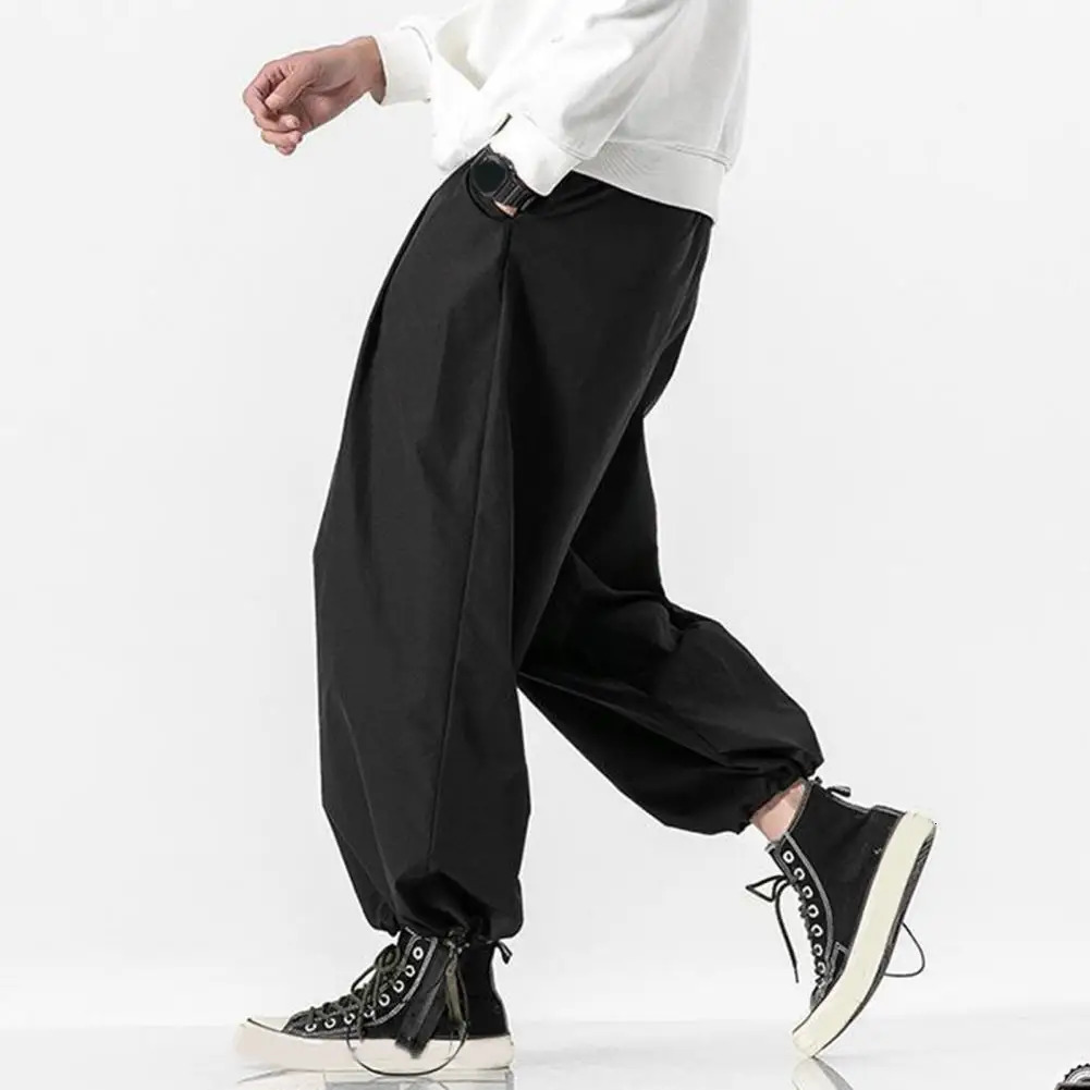 Spring Men Loose Harem Pants Japanese Wide Leg High Quality Casual Sweatpants Anklebanded Hip Hop Drawstring 240930