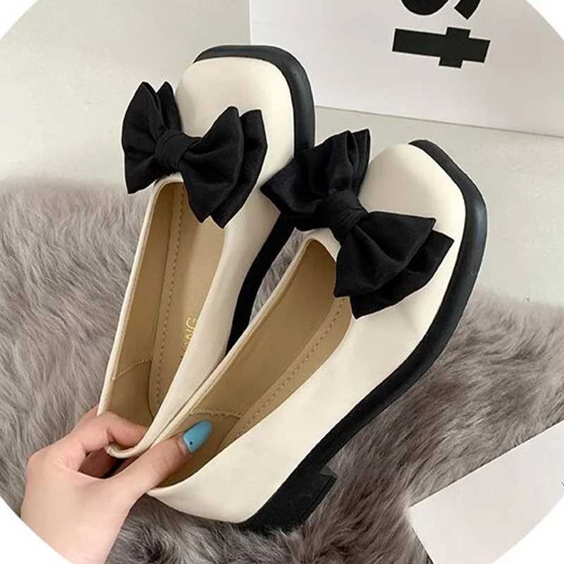 Women Bow Mary Janes Shoes Casual High Heels Shoes New Square Toe Sandals Fashion Lolita Shoes Loafers Walking Zapatos MujerLX241014