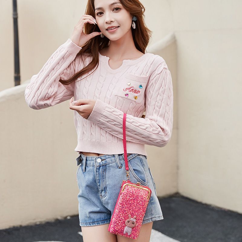 trend wallet New Designer Wallet Korean Edition Women s Long Wallet Clip Bag in Machine Swap Card Stand Single Shoulder Crossbody Bag