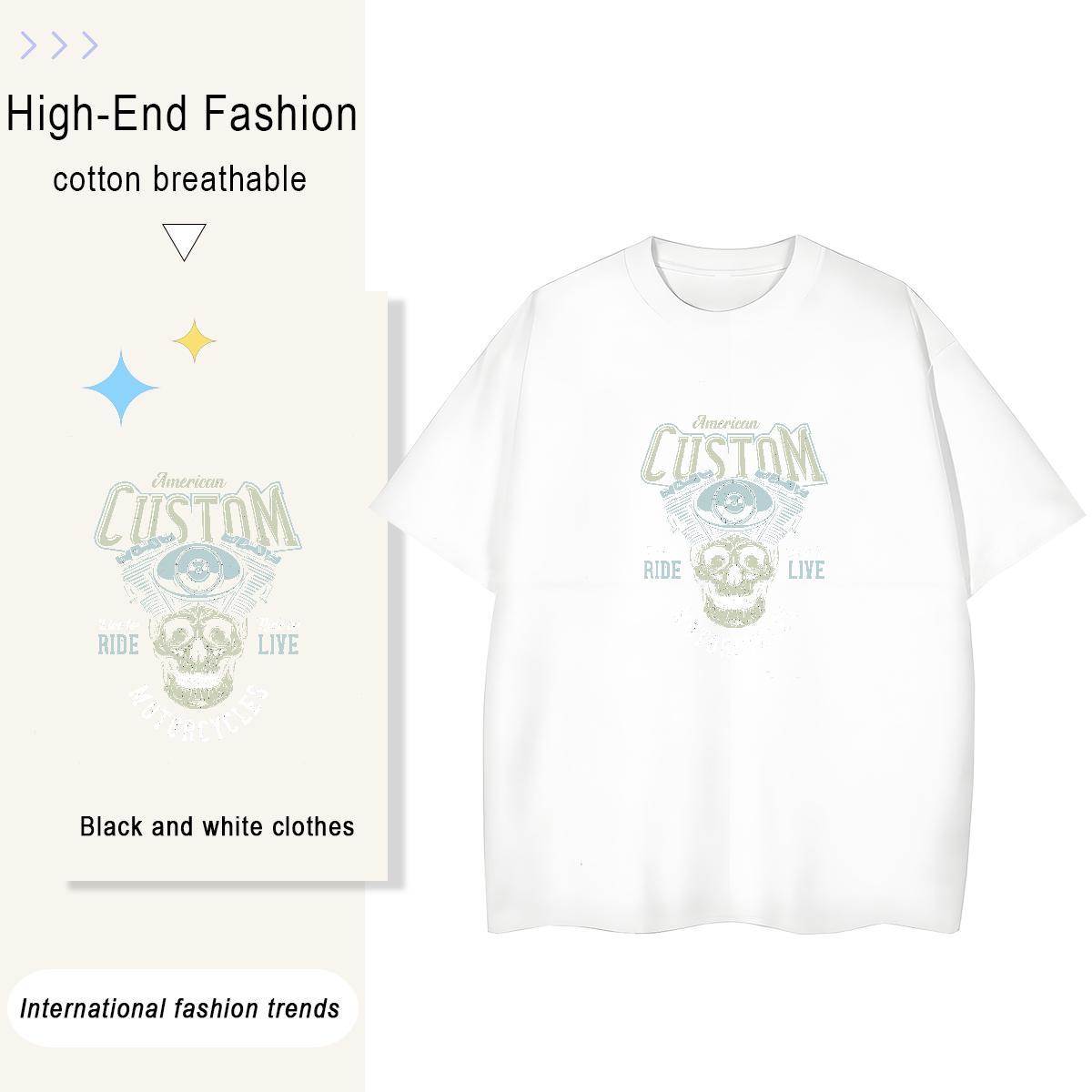 2024 T shirt 230g Pure Cotton Breathable Short Sleeve Home Outdoor skull Womens Tshirts Wholesale Skull Wear