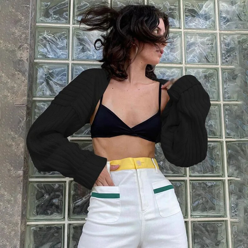 Womens Bolero Shrug Cardigan Knit Casual for Everyday Date Nights Parties Solid Color Long Sleeve 241009