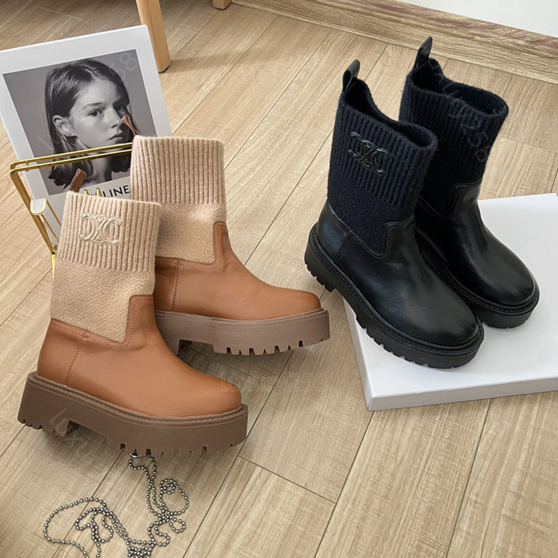 Luxury Ankle Boot Designer Womens Boots Ladies Ankle Boot Fashion Chunky Heel Booties Warm Martin Boots sizes 35-40