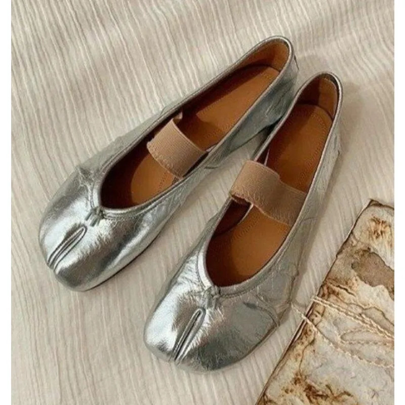 Retro Round Split Toe Flat Shoes Women Casual Loafer Moccasin Fashion Tabi Ninja Mary Jane Soft Sole Female Ballerina Muj 2978