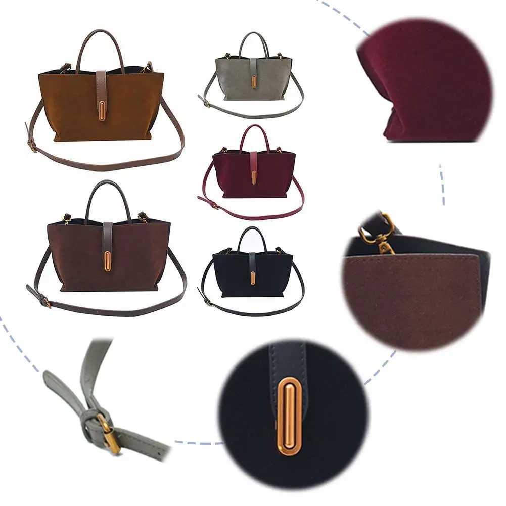 Ladies Faux Suede Tote Bag Fashion Shoulder Zip Closure Pu Crossbody Designer Handbag Simple Commuting 241014