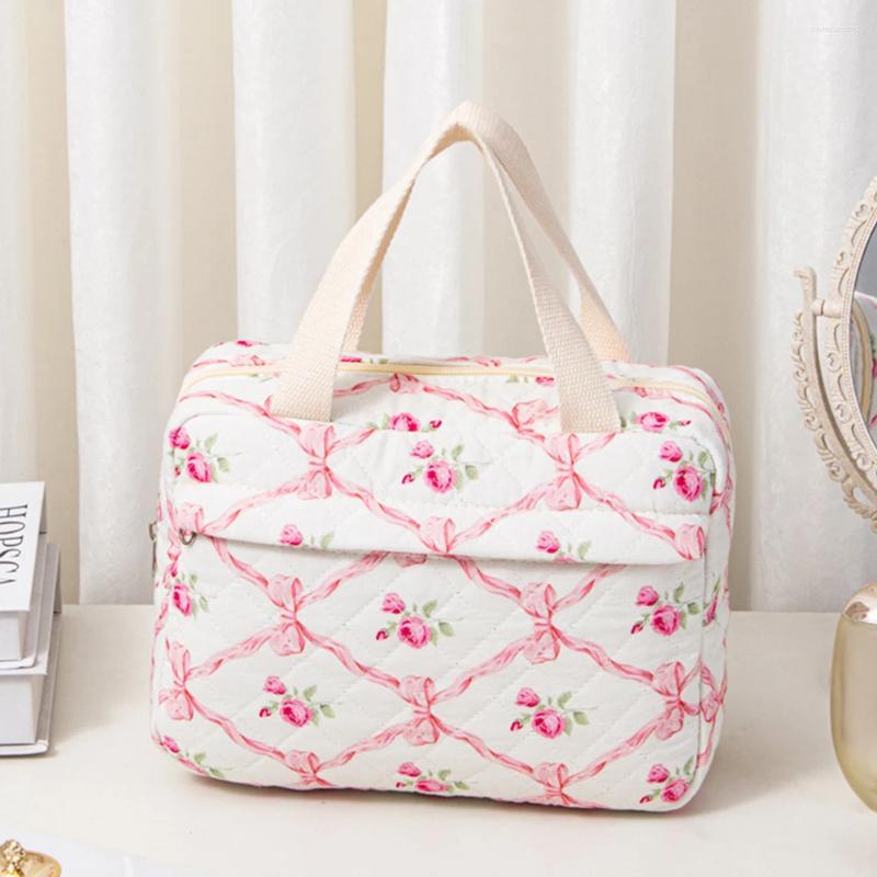 ral Cosmetic Bags - Quilted Cotton Makeup Bag Travel, Zippered Toiletry Organizer for Women