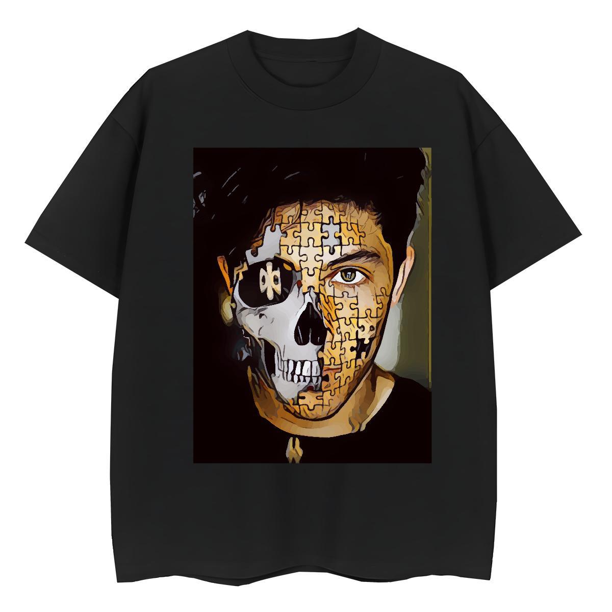 Brand T shirt 230g Pure Cotton Crew Neck Breathable High Street Hip Hop skull Unisex Tshirts Popular Graphic Top Shirts