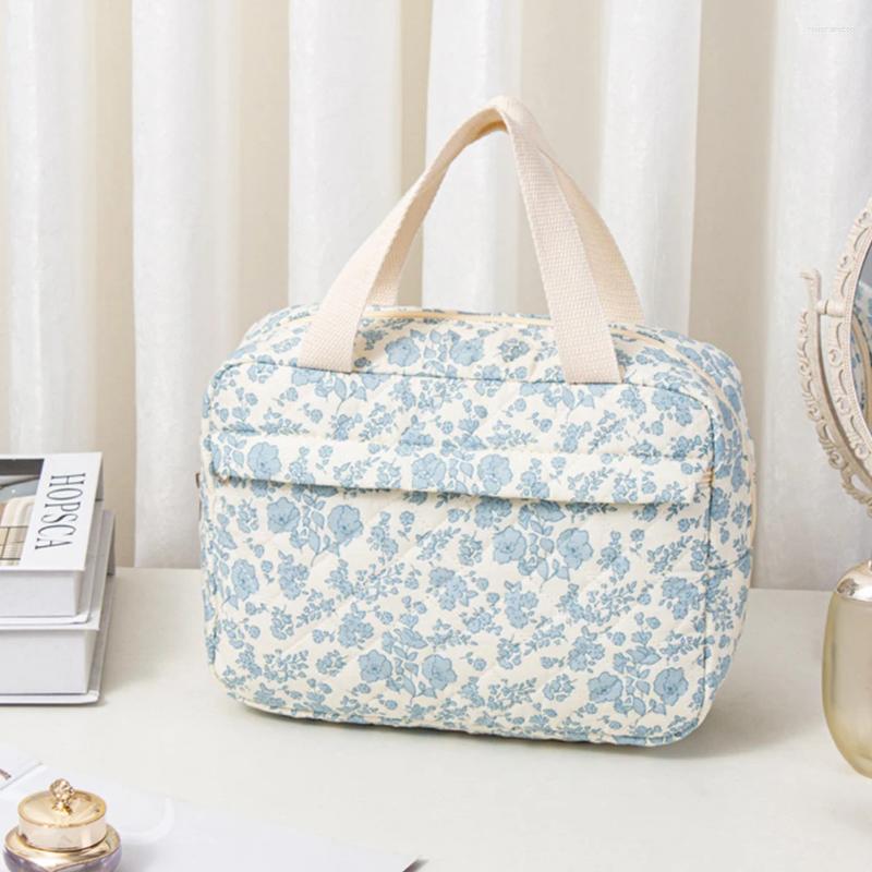 ral Cosmetic Bags - Quilted Cotton Makeup Bag Travel, Zippered Toiletry Organizer for Women