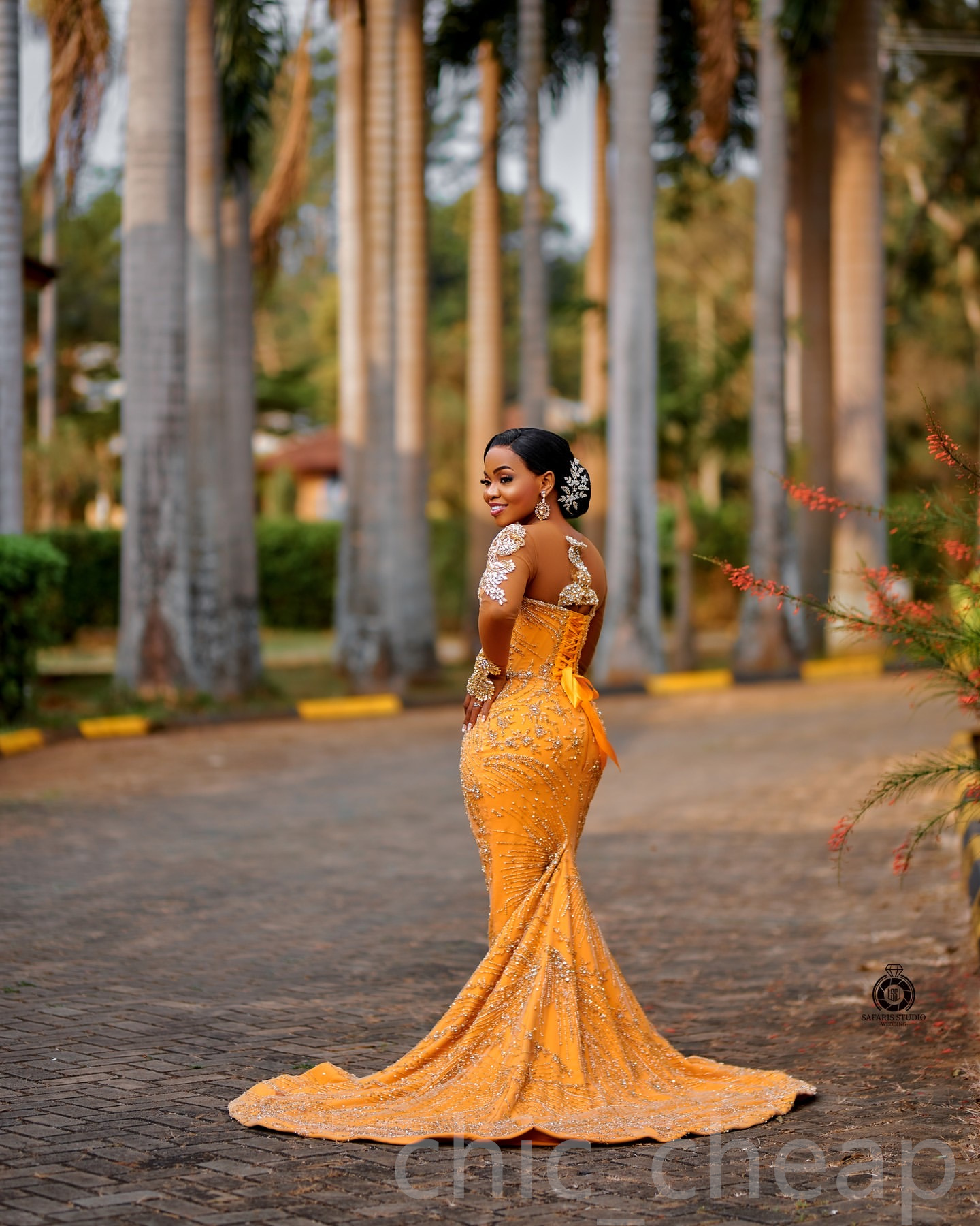 Aso Ebi 2024 Yellow Mermaid Prom Dresses Beaded Rhinestones Sequined Evening Formal Party Second Reception Birthday Gowns Dress For Special Occasions 