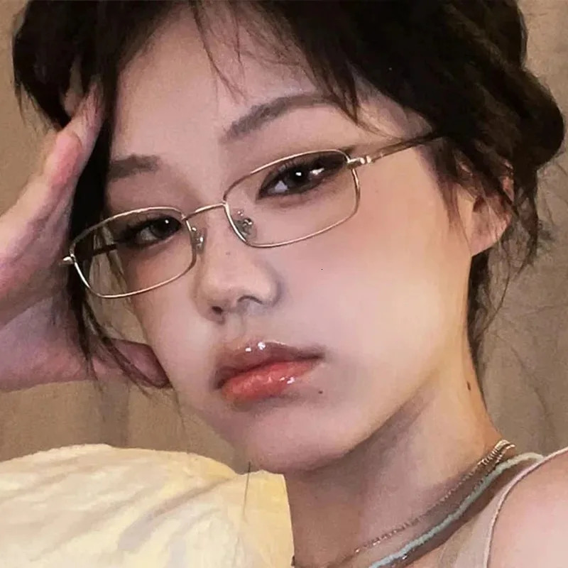 Vintage Glasses Metal Frame Half Without Lens Girl Party Decoration Pography Y2K Monturas De Lentes Mujer 241014