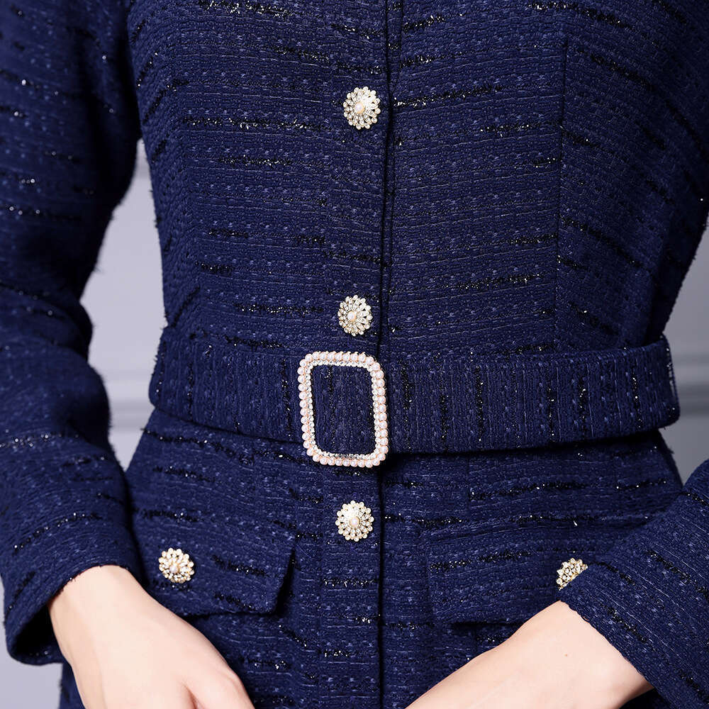 is Suitable for Slightly Overweight Dresses. 2024 Autumn and Winter New Style Has A Super Beautiful Temperament. the Coarse Tweed Spliced Fish Tail Sk