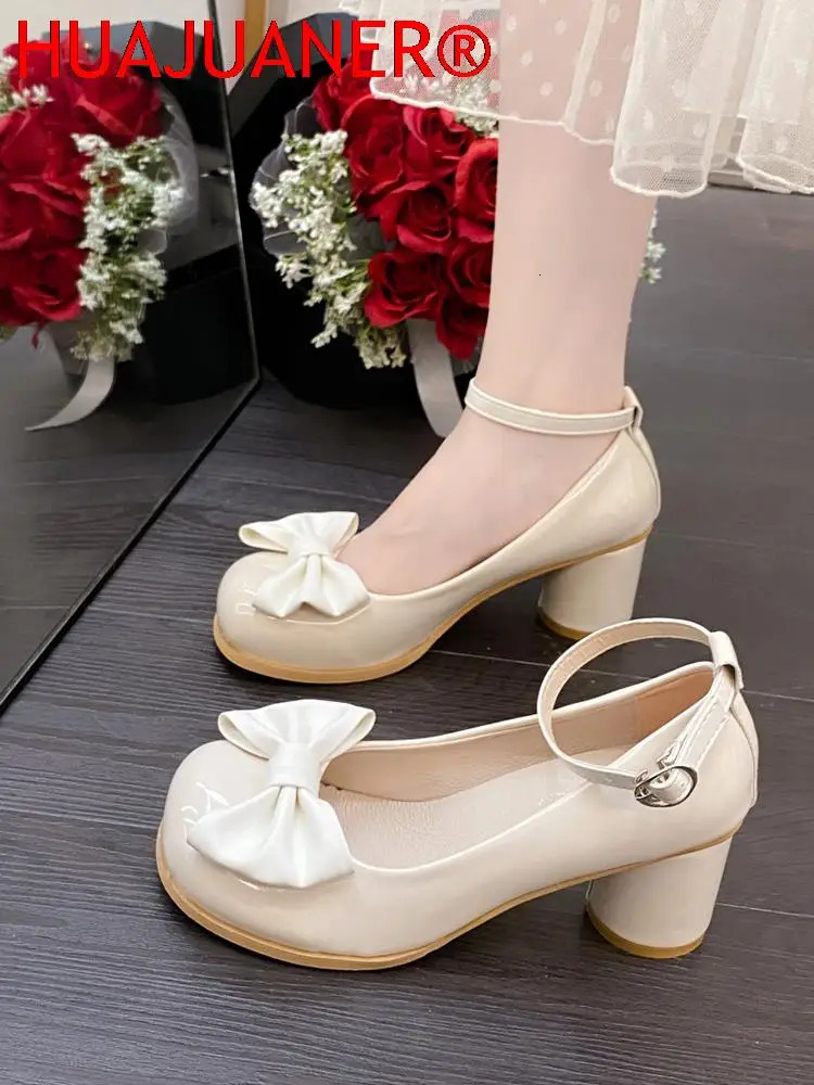 2025 new High Heels Women Mary Janes Lolita Retro Dress Thick Pumps Summer Sandals Party Bow Ladies Shoes Prom atos 241014