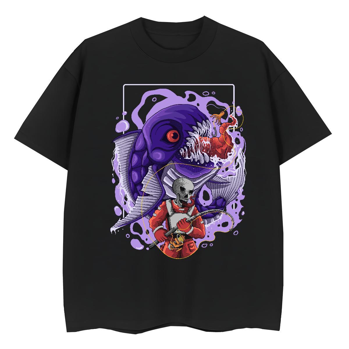 2024 Womens T Shirts 230g Pure Cotton Breathable Short Sleeve Daily Outfit skull Tshirt for Man Woman Popular DIY Anime Tops Tees